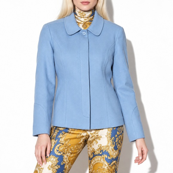 Harve Benard Jackets & Blazers - Vintage Periwinkle Blue Wool Blazer Womens 8 Harve Benard Covered Buttons Seamed